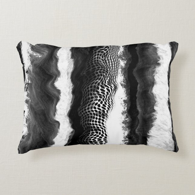 Black and White Abstract Modern Illusion Art   Accent Pillow (Front)
