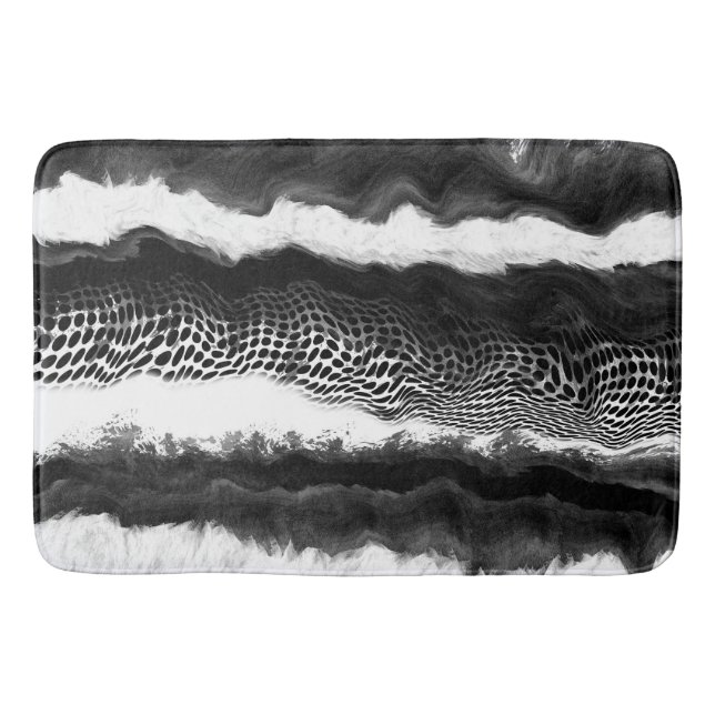 Black and White Abstract Modern Illusion Art  Bath Mat (Front)