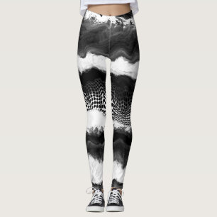 Black and White Abstract Modern Illusion Art Leggings