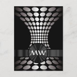 Black and white abstract monogram postcard