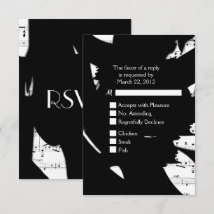 Black and White Abstract Music RSVP w Menu Choice