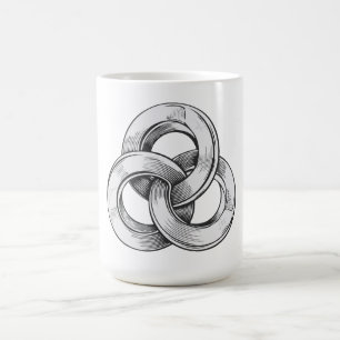Black and white abstract of three interconnected c coffee mug
