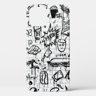 BLACK AND WHITE ABSTRACT PAINTING iPhone 12 CASE