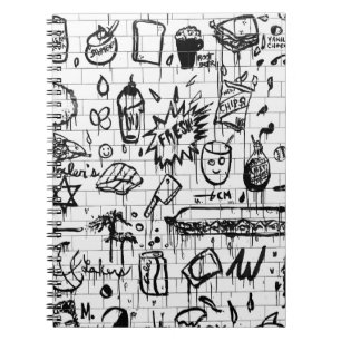 BLACK AND WHITE ABSTRACT PAINTING NOTEBOOK