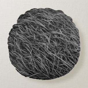 Black and white abstract painting round pillow