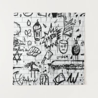 BLACK AND WHITE ABSTRACT PAINTING