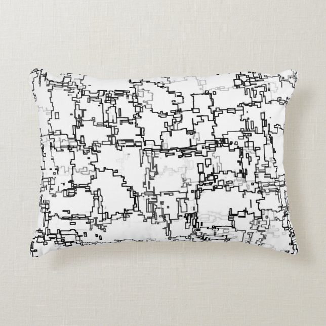 Black and White Abstract Pattern Accent Pillow (Front)