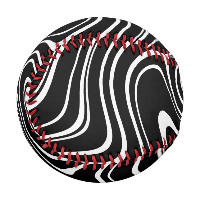 Black and White Abstract Pattern Baseball (Front Left)
