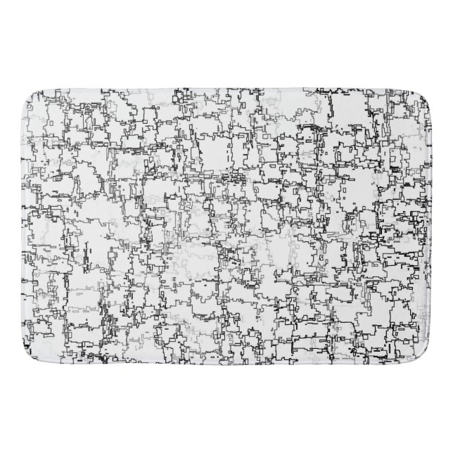 Black and White Abstract Pattern Bath Mat (Front)