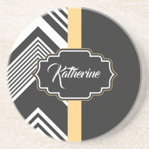 Black and White Abstract Pattern Coaster