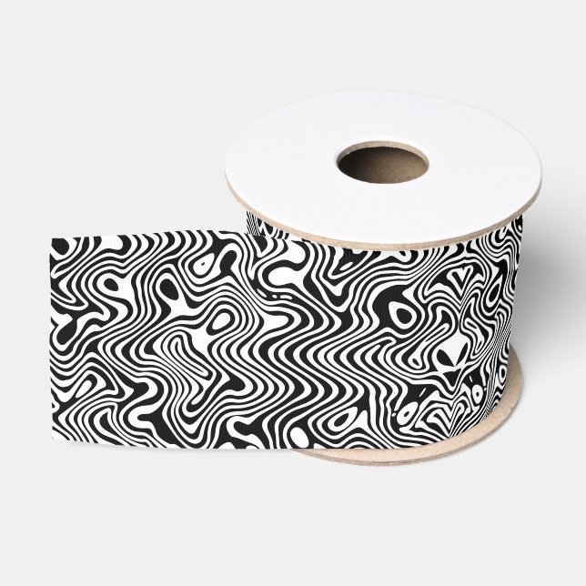 Black and white abstract pattern grosgrain ribbon (Spool)