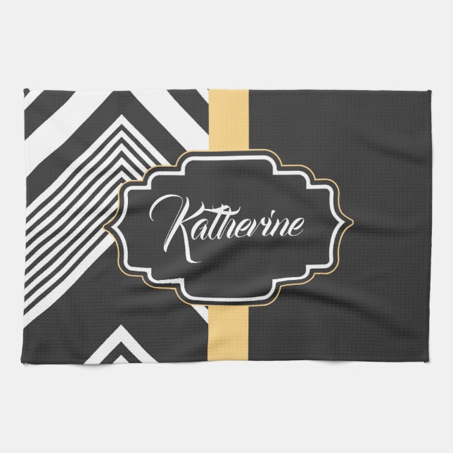 Black and White Abstract Pattern Kitchen Towel (Horizontal)