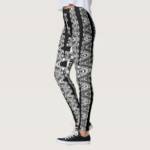 black and white abstract pattern leggings