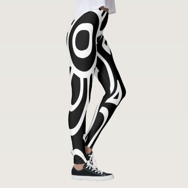 Black and White Abstract Pattern Leggings (Right)