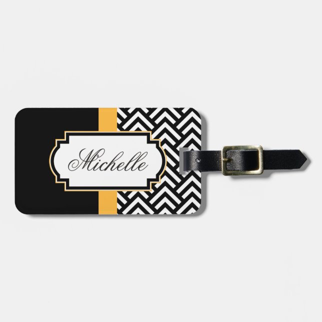 Black And White Abstract Pattern Luggage Tag (Front Horizontal)