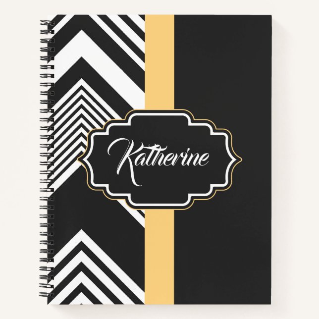 Black and White Abstract Pattern Notebook (Front)