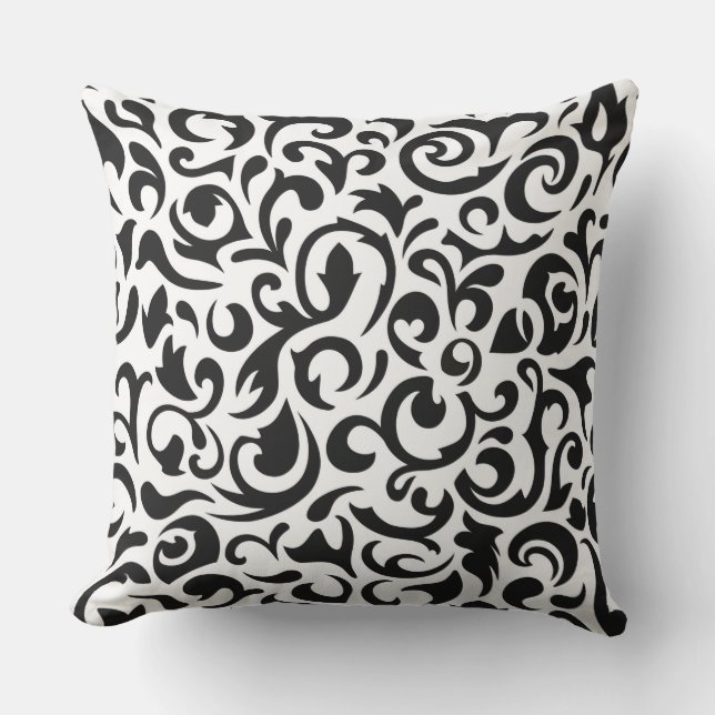 Black and white abstract pattern outdoor pillow (Front)