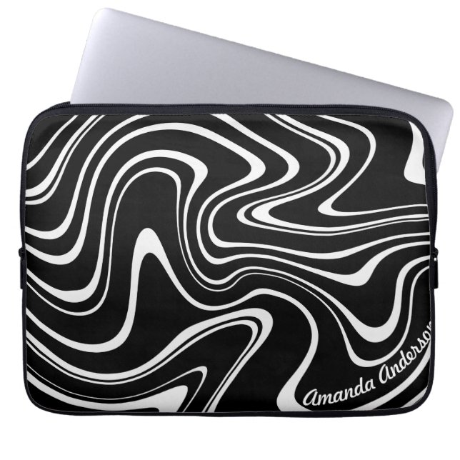 Black and White Abstract Pattern - Personalizable! Laptop Sleeve (Front)