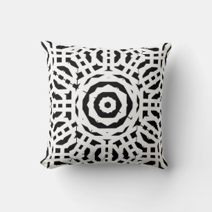 Black and  white  abstract pattern solid back throw pillow