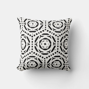 Black and white abstract pattern solid back throw pillow