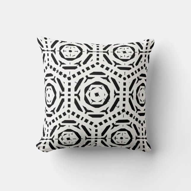 Black and  white  abstract pattern solid back throw pillow (Front)