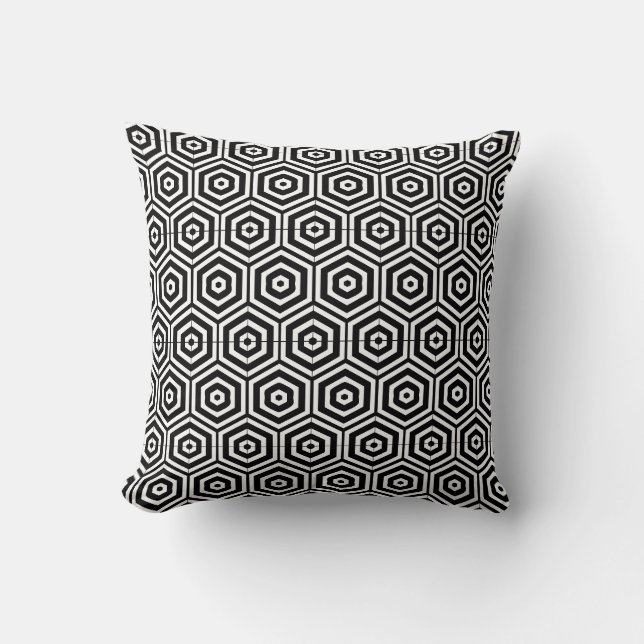 Black and  white  abstract pattern solid back throw pillow (Front)