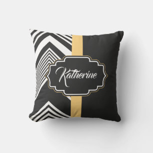 Black and White Abstract Pattern Throw Pillow