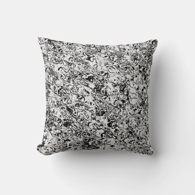 black and white abstract pattern throw pillow (Front)