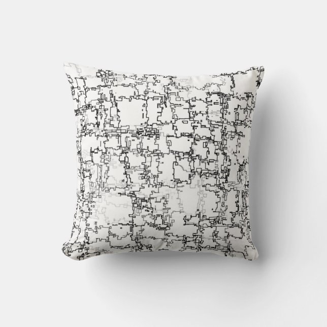 Black and White Abstract Pattern Throw Pillow (Front)