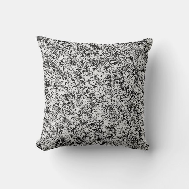 black and white abstract pattern throw pillow (Front)