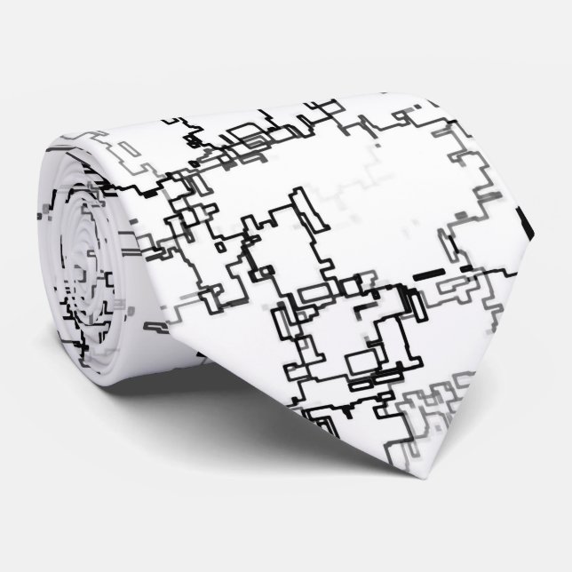 Black and White Abstract Pattern Tie (Rolled)