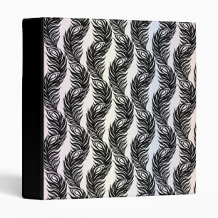 Black and white abstract Peacock feather pattern Binder