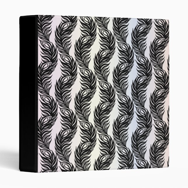 Black and white abstract Peacock feather pattern Binder (Front/Spine)