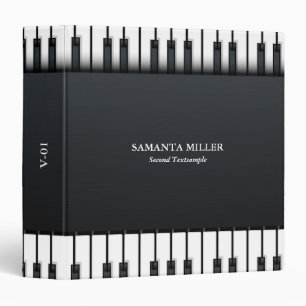 Black and white abstract piano custom text binder