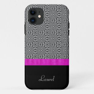 Black and White Abstract Pink iPhone 11 Case