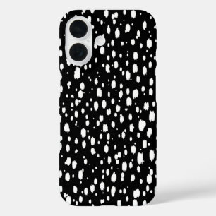 Black and White Abstract Scattered Dots iPhone 16 Case