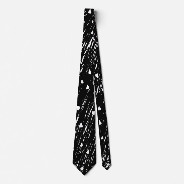 Black and White Abstract Scribble Pattern Tie (Front)