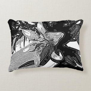 black and white abstract shapes modern accent pillow