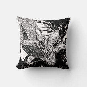 black and white abstract shapes modern throw pillow