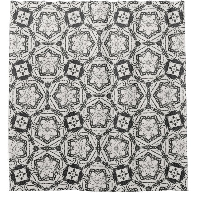 Black and white Abstract Shower Curtain (Front)