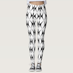 Black and white abstract snake scale pattern leggings