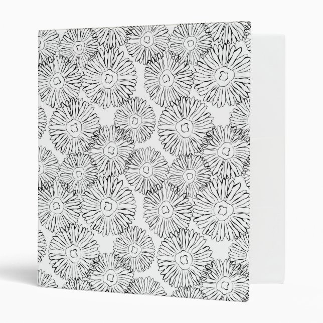 Black and white abstract spring flowers binder (Front/Inside)