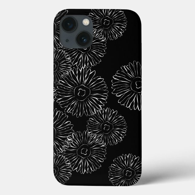 Black and white abstract spring flowers Case-Mate iPhone case (Back)