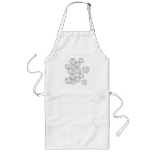 Black and white abstract spring flowers long apron