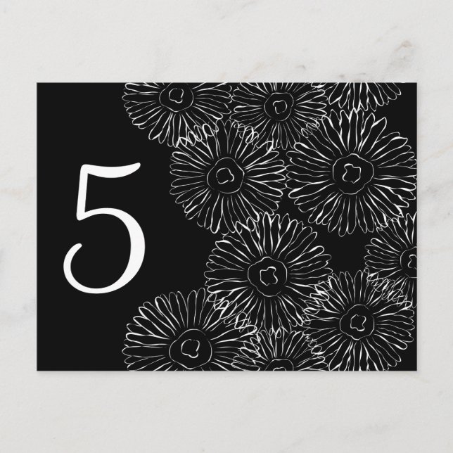 Black and white abstract spring flowers postcard (Front)