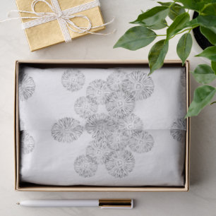 Black and white abstract spring flowers tissue paper