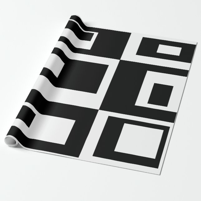 Black and White Abstract Squares Wrapping Paper (Unrolled)