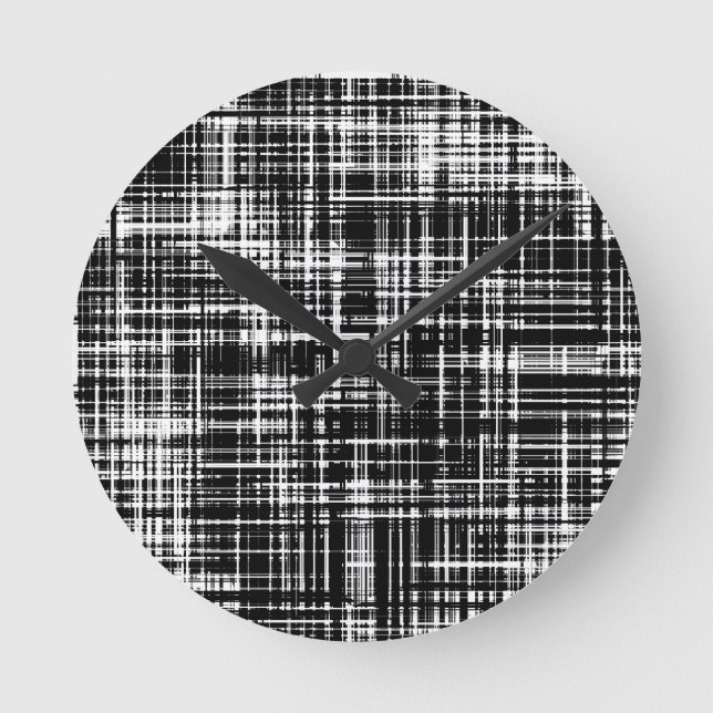 Black and White Abstract Stripe Pattern Round Clock (Front)