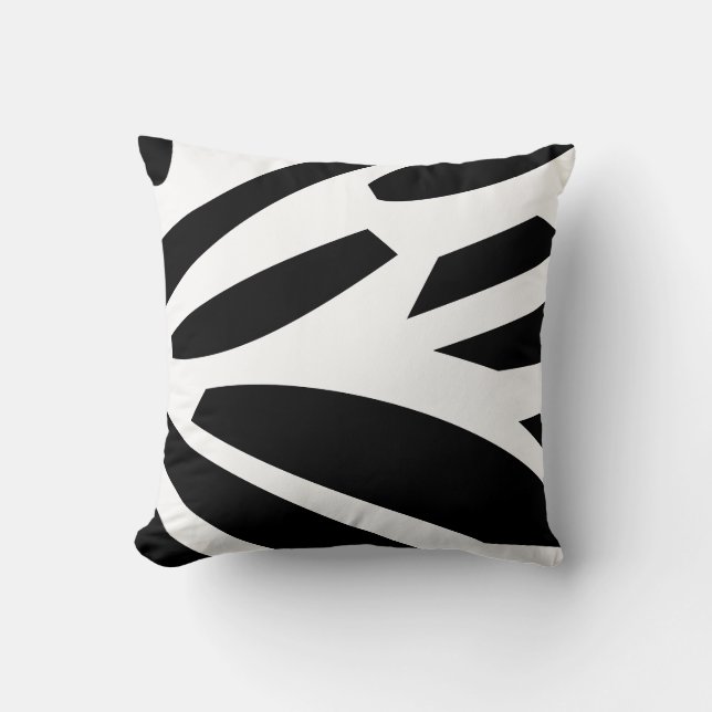 black and white abstract stripes throw pillow (Front)