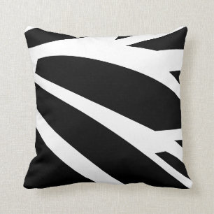 black and white abstract stripes throw pillow